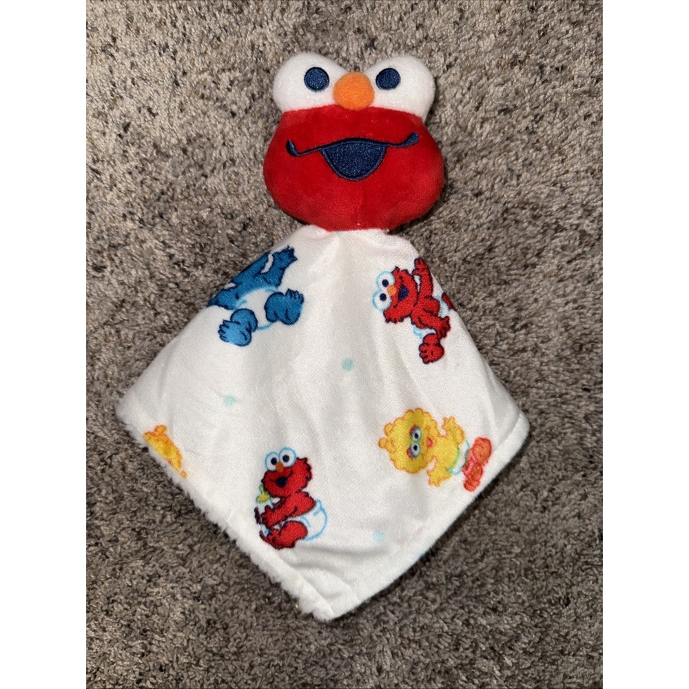 Sesame Beginnings Elmo White Sherpa Plush Baby Security Lovey Blanket